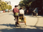 Myanmar And The Ugliest $1 Bill I Ever Spent I snapped this shot while riding in a similar bicycle taxi.