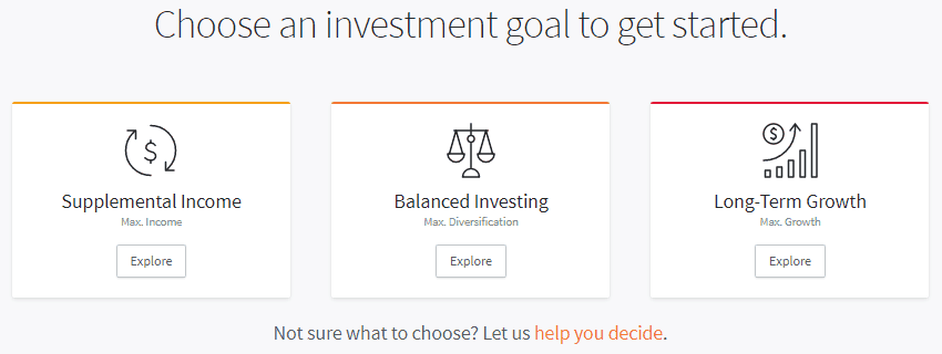Fundrise Review: Choose an investment goal to get started. 