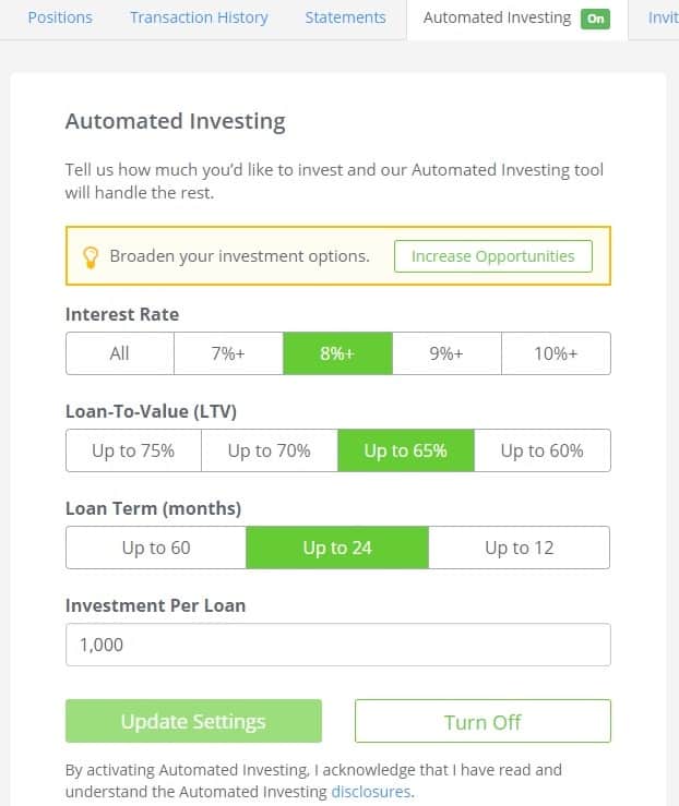 Automated investing example.