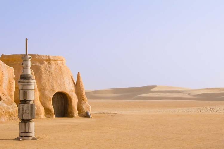 Abandoned Tataouine set for the shooting of the movie Star Wars in the Sahara desert on a background of sand dunes. Used in this blog post as an analogy for financial success. 