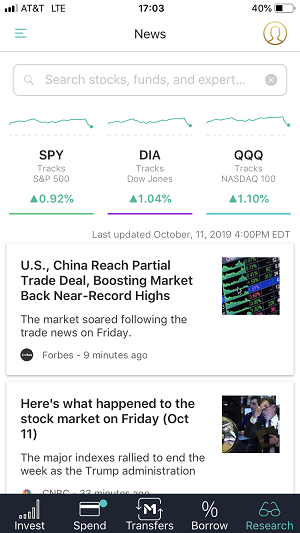 M1 Finance Invest research news. 