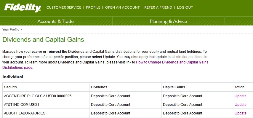 fidelity dividend reinvestment page - best online brokers for dividend reinvestment