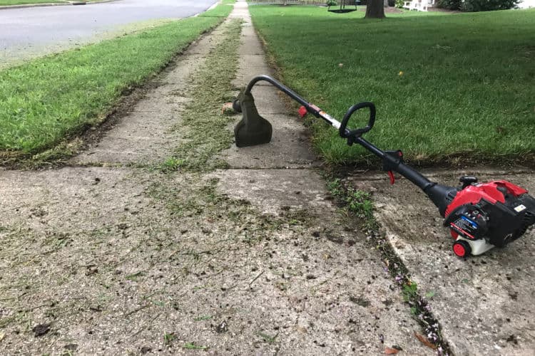 Grass trimming near batched sidewalk edges. Perfect grass is a metaphor for wanting things, but not wanting them enough to sacrifice the time and money required to get them.