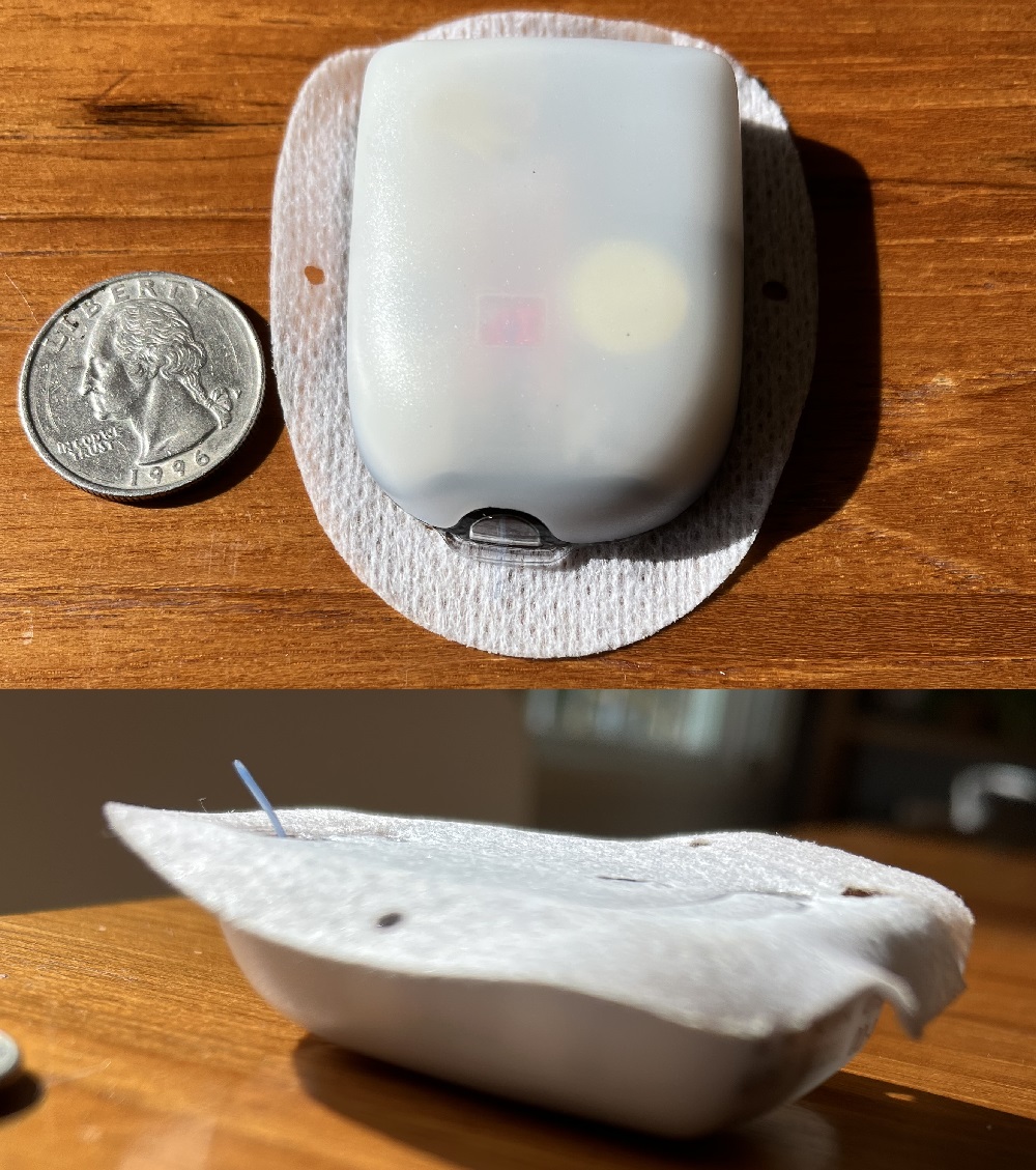 Picture of the Omnipod dash from the top and bottom. 