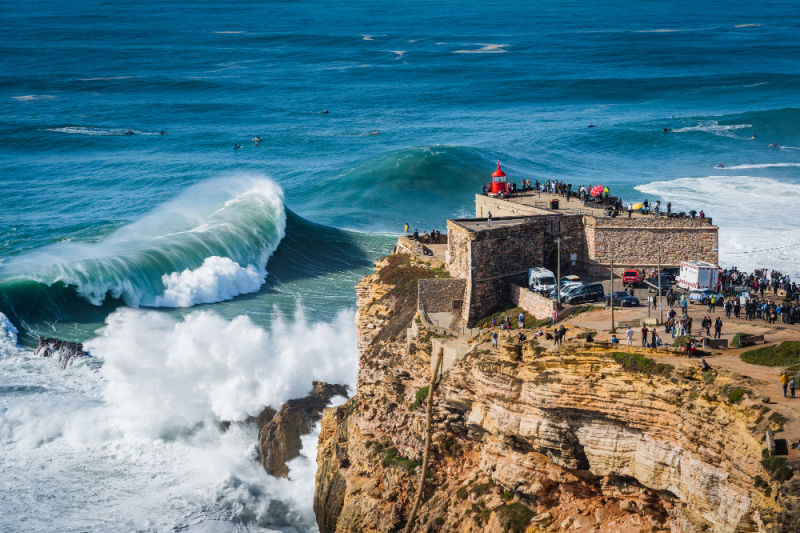 Powerful waves crashing at Nazaré, Portugal. Behavior is more powerful than good financial advice. 
