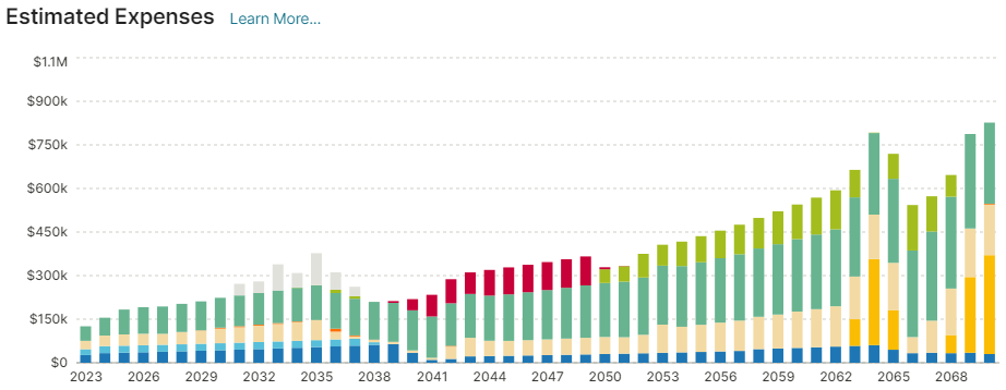 NewRetirement Estimated Expenses.