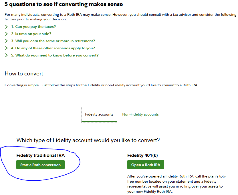 Five questions to see if a Fidelity Roth conversion makes sense. 