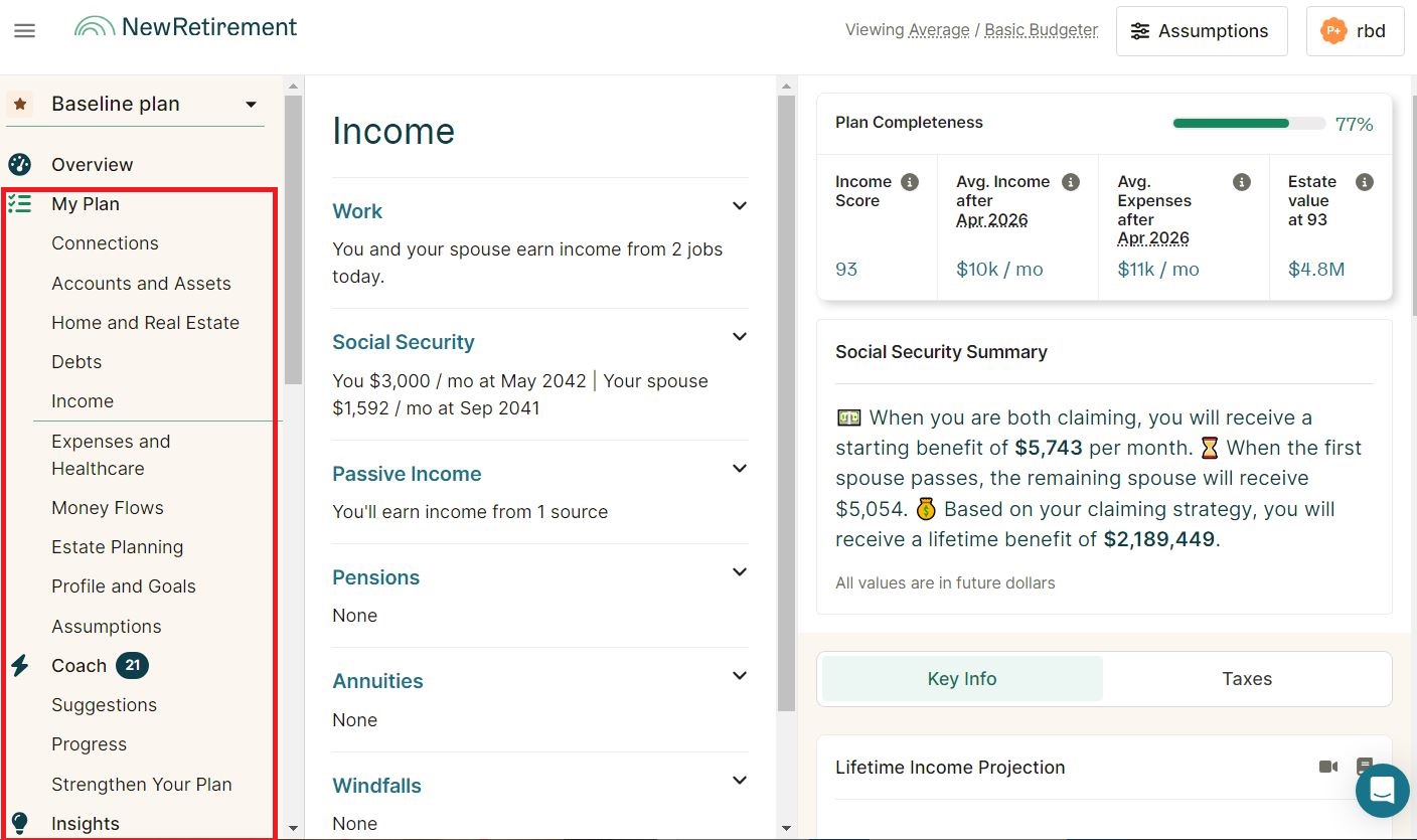 NewRetirement example. 