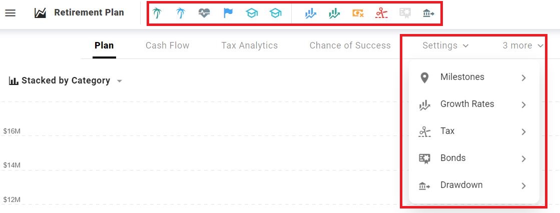 ProjectionLab Settings tab.