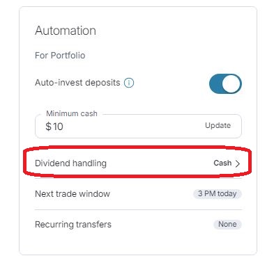 M1 Automation and dividend handling.